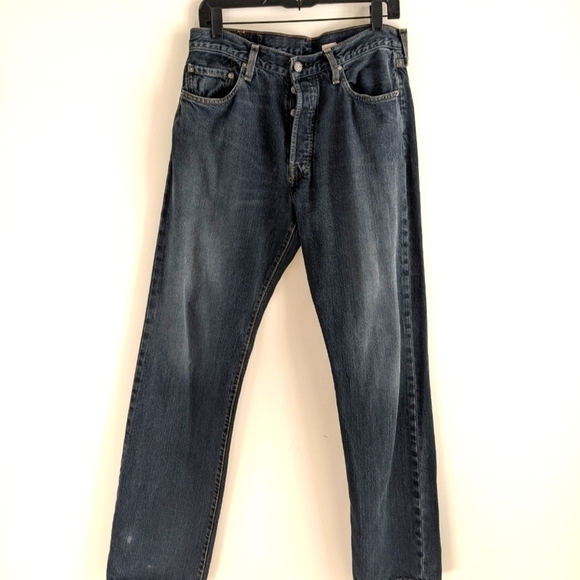 VINTAGE Levi's Button Fly Straight Leg Dark Wash 34x34 - Picture 1 of 11
